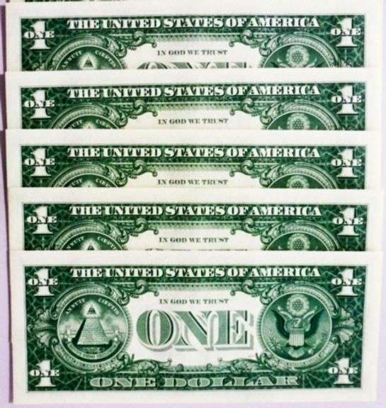 (5) Superb Crisp $1 2021 Star Replacement Notes Cleveland-Consecutive!!