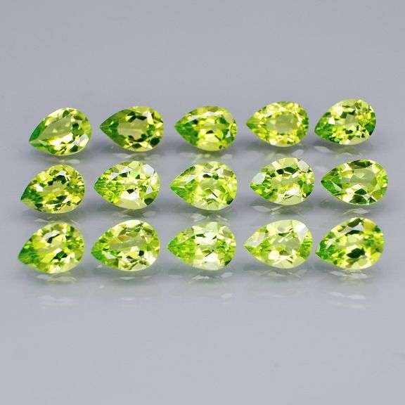 Fantastic 11.06ct 7x5mm pear cut Peridot set!