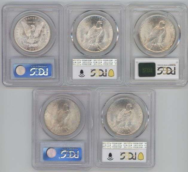 5 Near Gem BU PCGS MS64 Silver Dollars 1921 to 1925