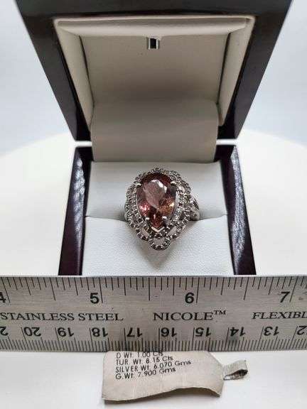 Extremely fine Victorian natural citrine, diamonds ring on silver