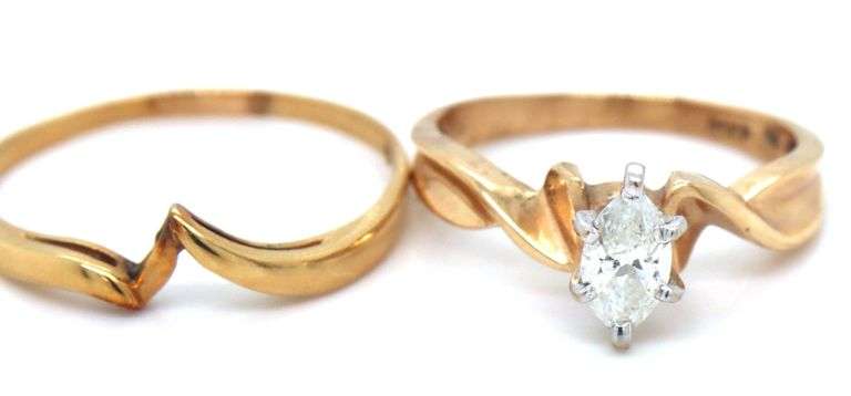 14kt Yellow gold 3/8ct diamond wedding set