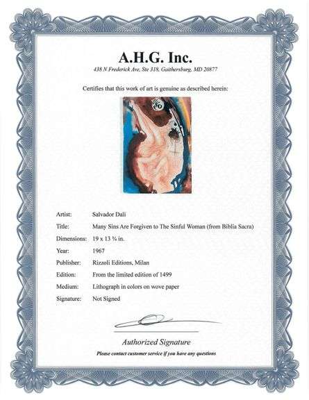 Highly Collectible and Rare Salvador Dali Original Lithograph from the 'Biblia Sacra' Suite Salvador