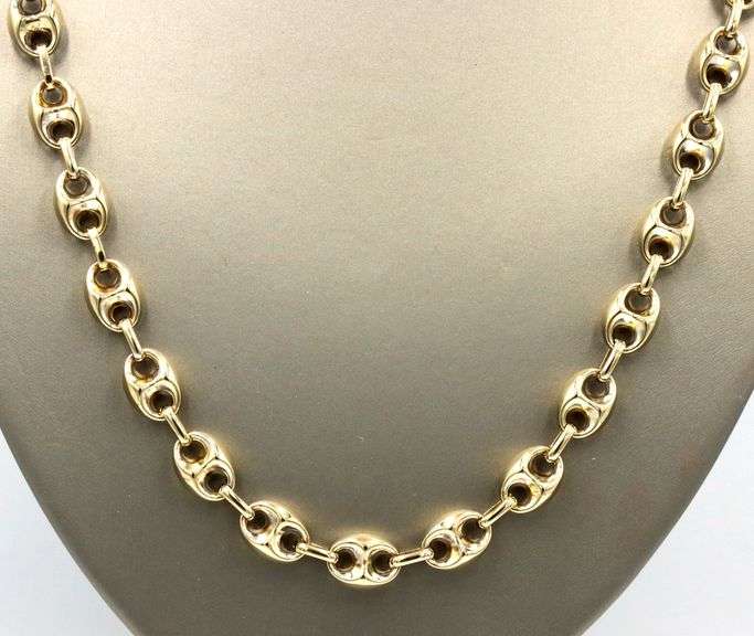 14kt Yellow gold Puffed Gucci style chain necklace