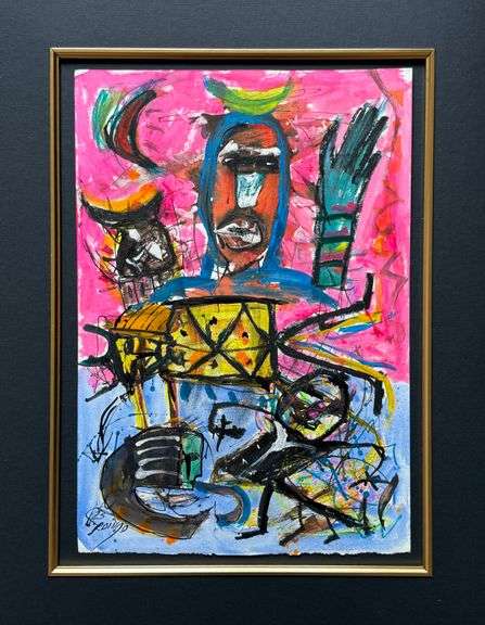 Rare All Original Mixed-Media On Paper by Romgo