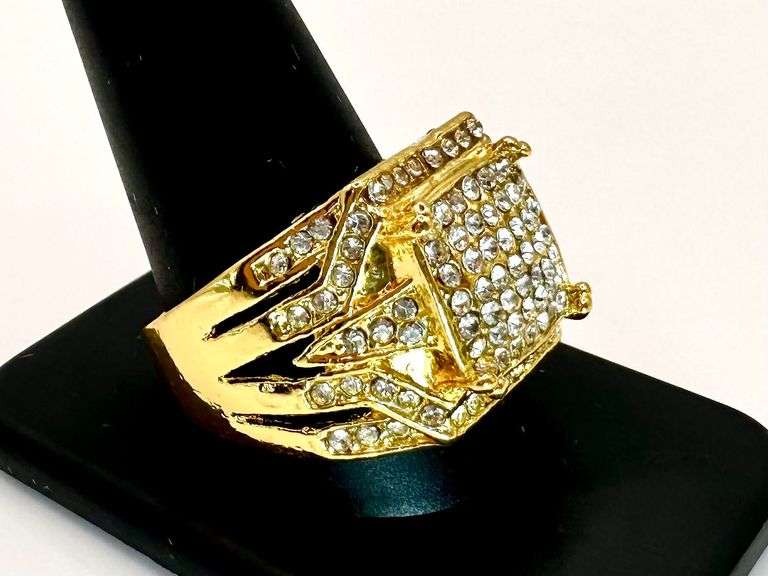 Men's 14 Kt Yellow Gold Plate 7.75 Cttw Lab Simulated Diamond Ring.