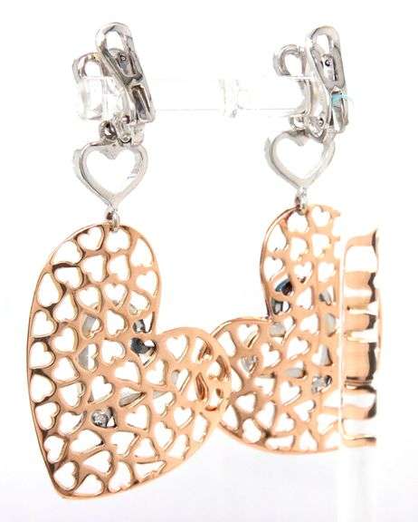 18kt Yellow gold 0.50ctw multi heart drop diamond earrings