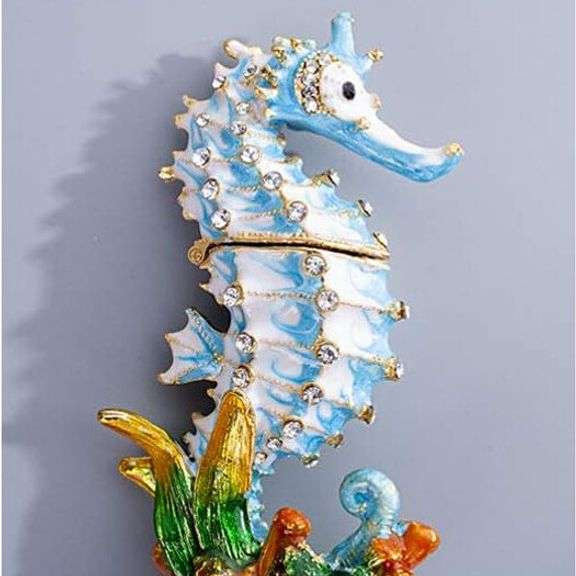 Seahorse Trinket Jewelry Box with Rhinestones