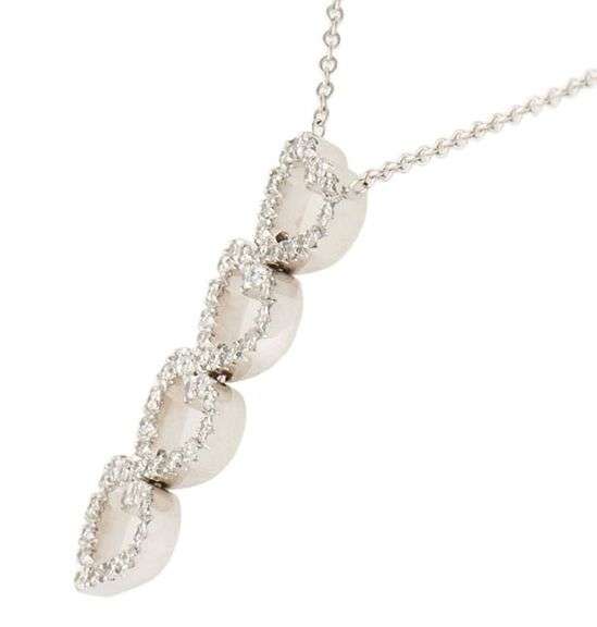 0.50ctw Diamond Open Four Heart Vertical Pendant Necklace in 18K