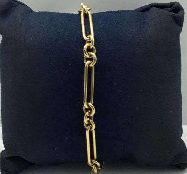 14K Yellow Gold Vintage Paper clip Link Bracelet