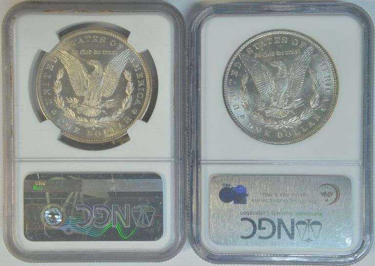 Prooflike 1883-O & 1884-O Morgan Silver Dollars. NGC MS65's