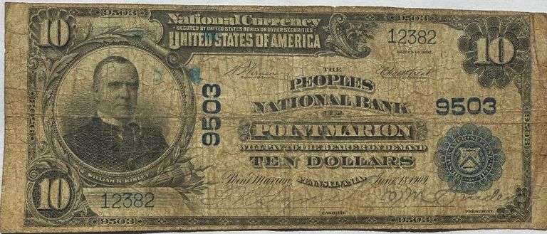 $10 Peoples Natl Bank Point Marion Pa 1902 Series National