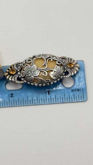 925 Sterling Silver Carolyn Carolyn Pollack Yellow jasper and Citrine Pendant With Amber Beads Neckl