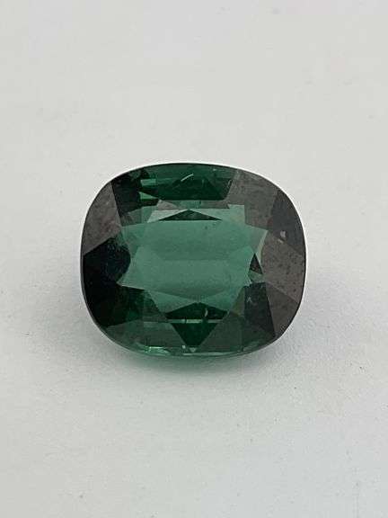 CERTIFIED NATURAL GREEN TOURMALINE 3.06 CARAT . CUSHION CUT