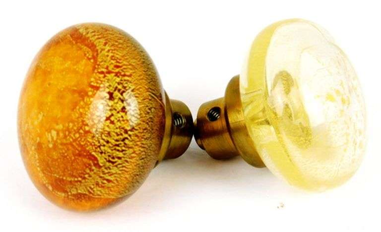 2 Vintage Murano Art Glass Door Knobs