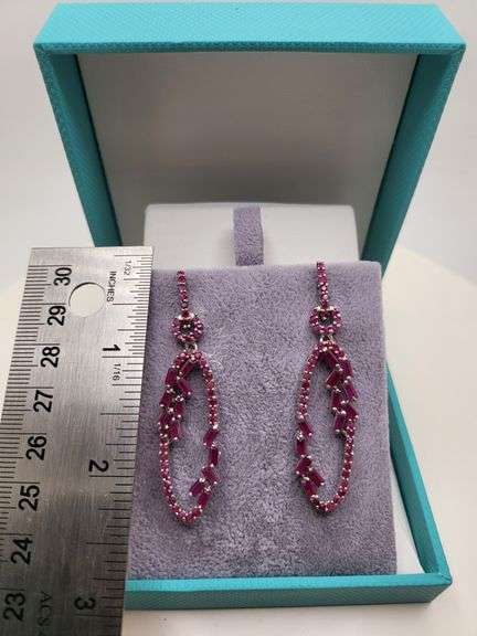 Very high quality hand made ruby on silver earrings