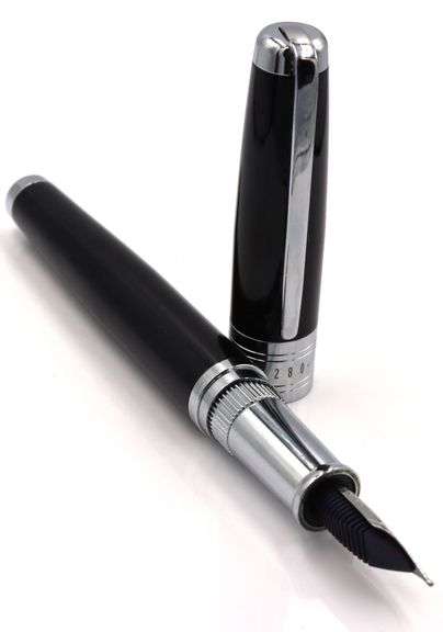 5280 Silver tone ball point pen and black fountian pen