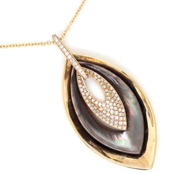 Frederic Sage Black Mop with Pave Diamond Pendant on Chain