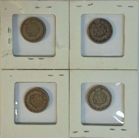 1860 Pointed Bust in Fine, scarce 1861 & 2 1863 Indian Head Cents in Good