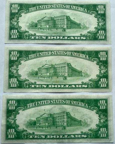 Three  Slider $10 Cleveland 1934  FRN.