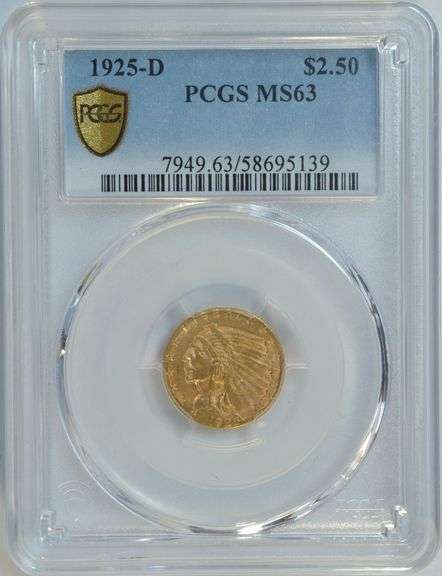 Very Choice BU 1925-D $2.50 Indian Gold Piece. PCGS MS63