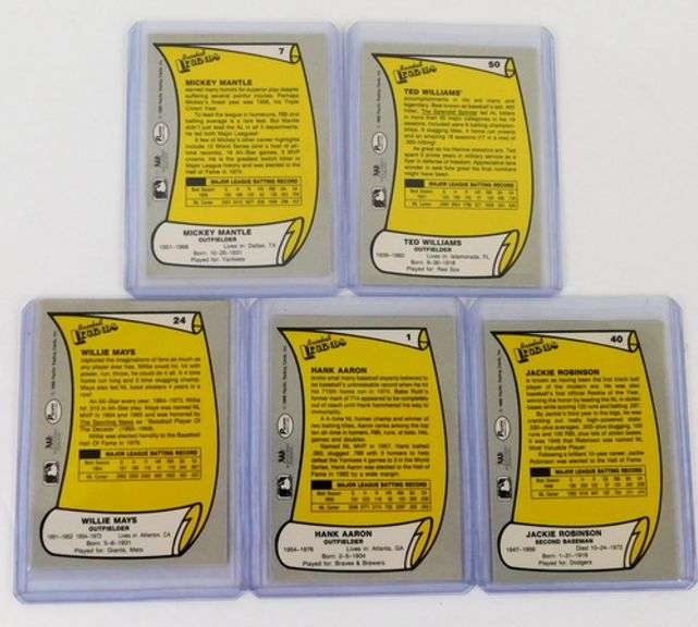 5 Baseball Legends 1988 Cards