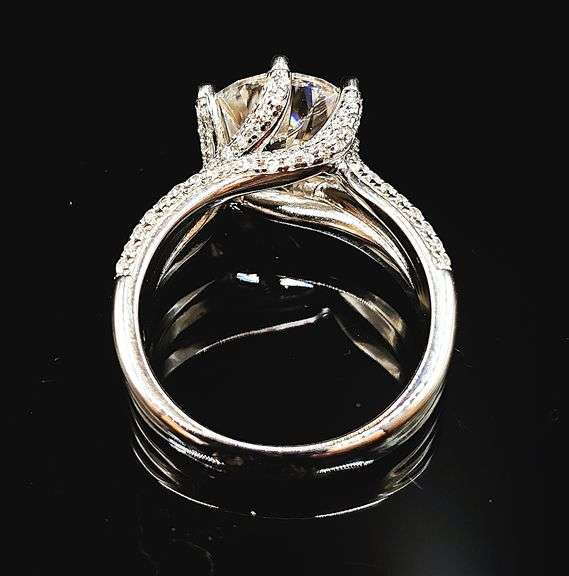 Huge 14 Kt White Gold Plate 5 Ct Sparkling White Lab Simulated Diamond Ring