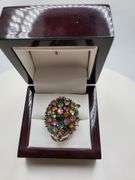 Extremely fine Victorian natural multi sapphire, diamonds ring on silver
