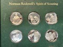 Limited Edition Norman Rockwell's Spirit of Scouting 12-pc Proof Set. Framed Box/COA