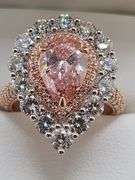 Unbelievable ! 5 CT Fancy Vivid Pink Lab Diamond setting in 14k gold Ring, Certified.