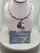 Very fine emerald and south sea with diamond necklace