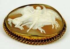 Large Nike & the Horses of the Sun Antique Cameo Brooch