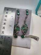 Very high quality hand made emerald and diamonds on silver earrings