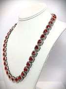 Beautiful 14 Kt 98.3 Grams White Gold Plated Simulated Ruby Diamond Tennis Necklace
