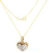 14kt Yellow gold Dadwani diamond heart shaped pendant on chain