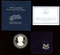 3 Different Commemorative Proof Silver Dollars in Box w/CoA: 2003-2009