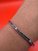 14K Yellow Gold Sapphires and Diamond Tennis Bracelet
