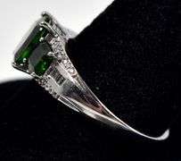 Chrome Diopside and CZ Gemstone Ring in Sterling Silver