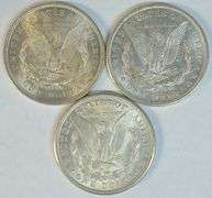 Choice 1921 P-D-S Morgan Silver Dollars. Lustrous