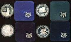 4 Different Commemorative US Silver Dollars in Velvet Boxes