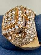 Magnificent Mens 14k Rose Diamond Ring.