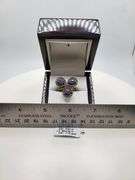 Extremely fine Victorian natural 3 sapphire in center and diamonds ring on silver