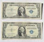 Seven AU $1 1935 Silver Certificates