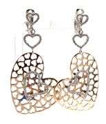 18kt Yellow gold 0.50ctw multi heart drop diamond earrings