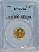 Essentially Gem BU 1903 $2.50 Liberty Gold Piece. PCGS MS64