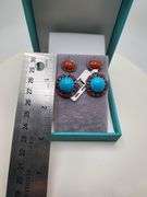 Extremely fine Victorian turquoise and diamonds with sapphire and coral earrings