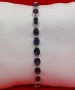 14K White Gold Oval Sapphires Tennis Bracelet