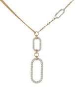 New 1.28ctw Diamond Open Oval Triple Drop Chain Necklace in 14K