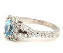 Platinum aquamarine and diamond cocktail ring