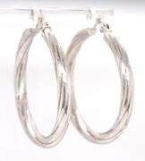 14kt White gold twisted hoop earrings