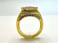 Men's 14 Kt  Yellow Gold Plate 7.75 Cttw. Lab Simulated Diamond Ring.